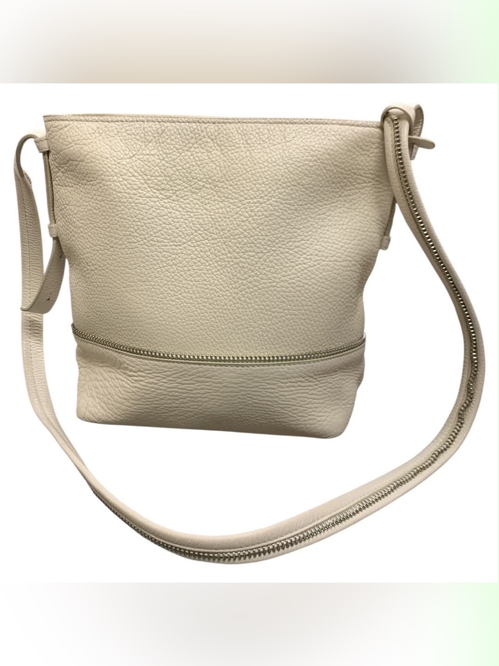 Botkier New York Cream Leather Crossbody Bag with Zip Accent